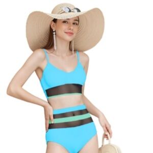 High Waisted 2 Piece Bikini Swimsuits Sz S Women Vacation Ready